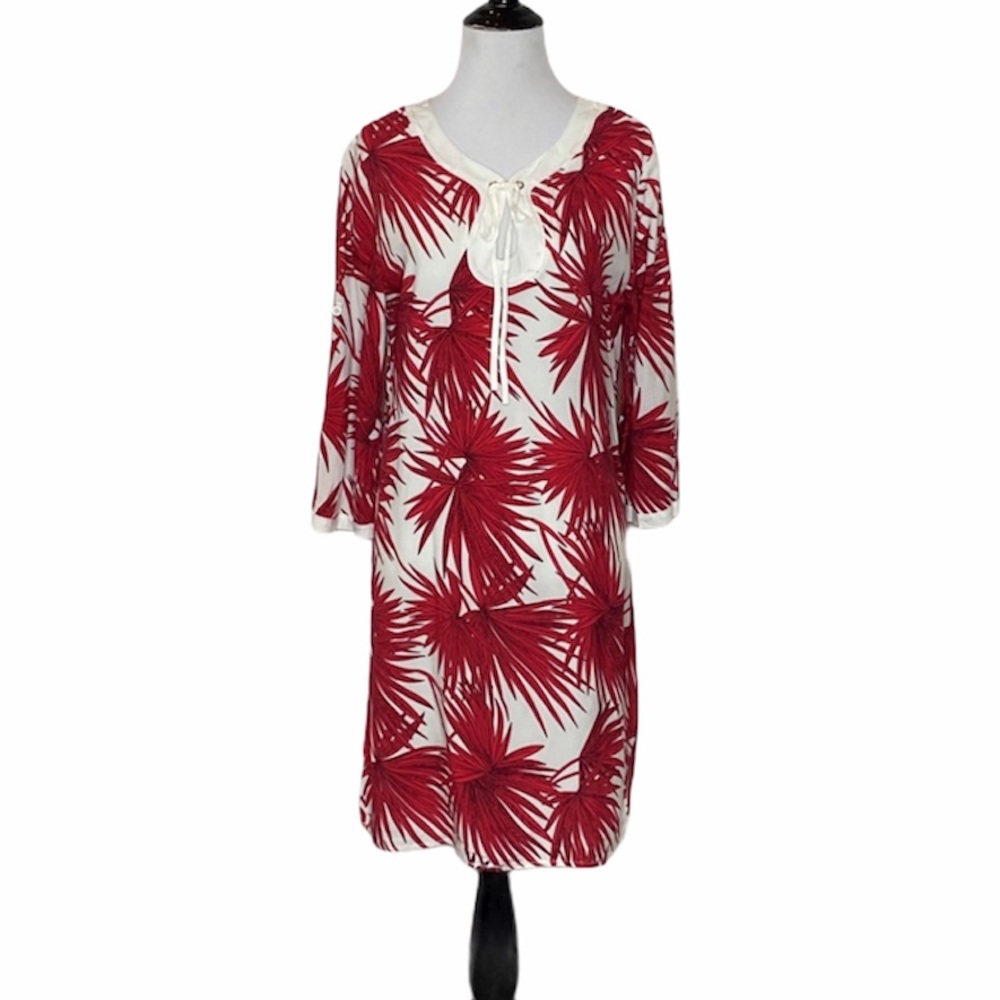 La Reyna Palm Print shirt dress Size Small